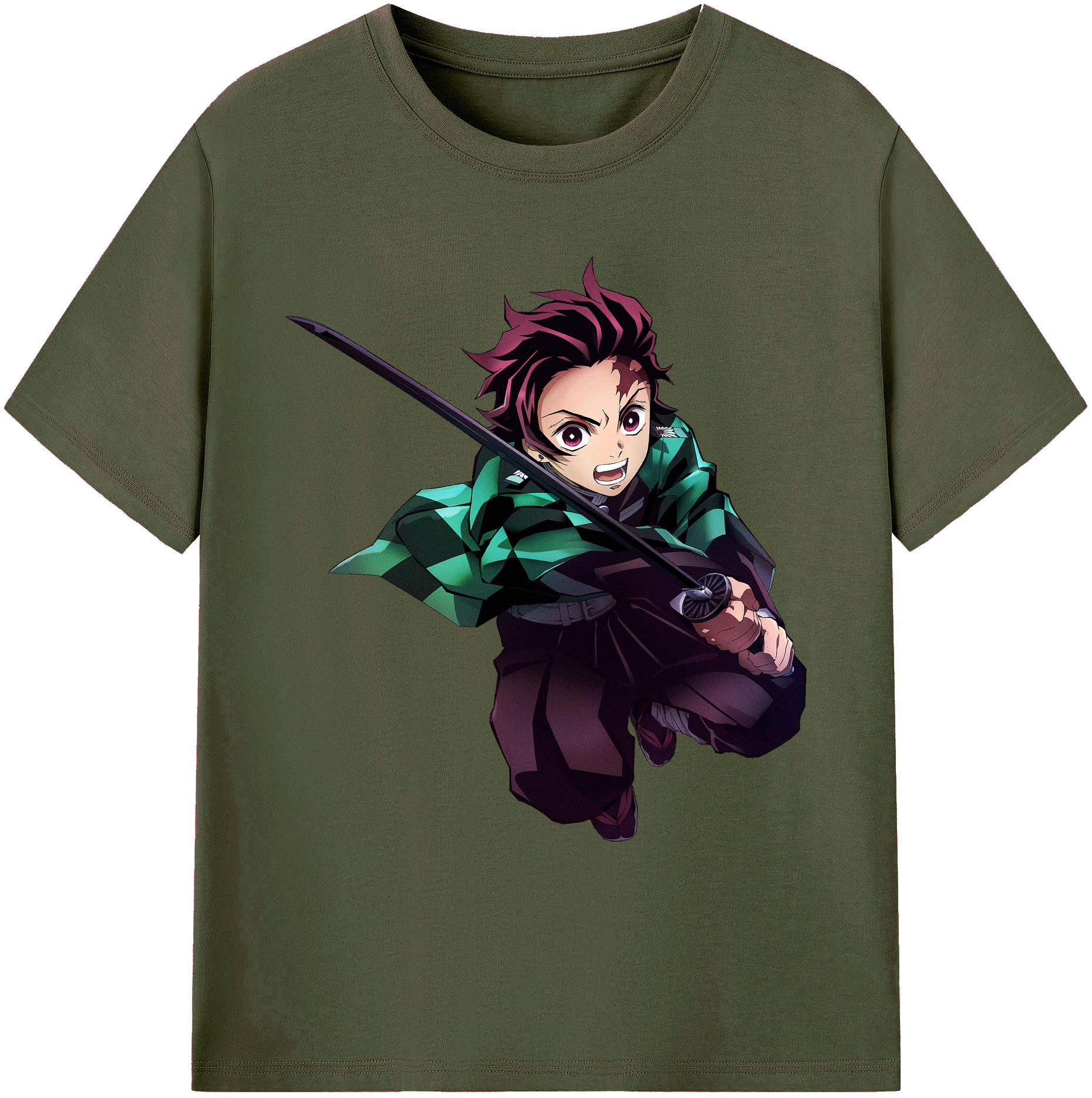 （画像用） 鬼滅の刃 竈門 炭治郎／かまど たんじろう Kamado Tanjirou 綿100％ メンズ半袖Tシャツ｜肌触りやわらか＆通気性